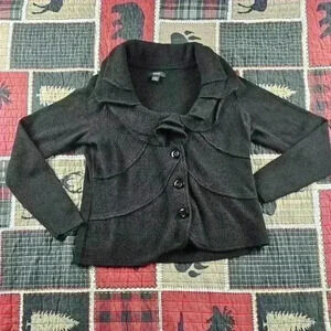 Alfani ruffled wool tear black cardigan.